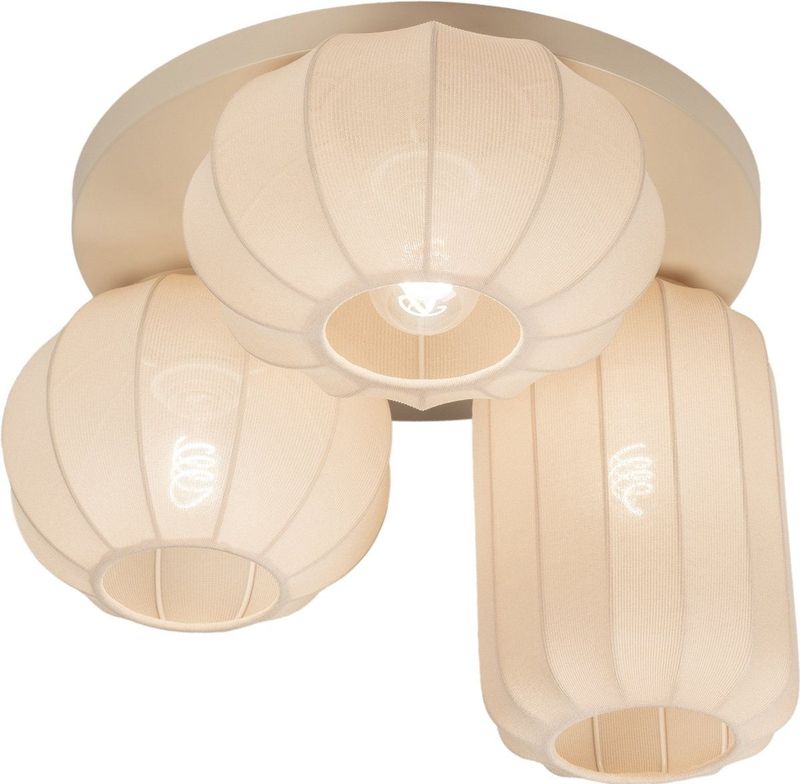 Japandi - Plafondlamp - Beige - Metaal en Stof