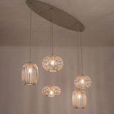 Beige - Hanglamp - Vijf Open Kappen - Stijlvolle Plafondplaat