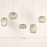 Beige - Hanglamp - Vijf Open Kappen - Stijlvolle Plafondplaat