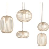 Beige - Hanglamp - Vijf Open Kappen - Stijlvolle Plafondplaat