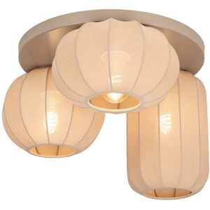 Japandi - Plafondlamp - Taupe - Stof - Drie Lampionkappen