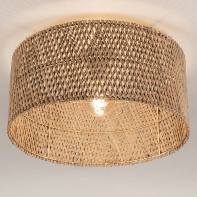 Bamboe - Plafondlamp Rond - Zwart - Natuurlijk - 50cm