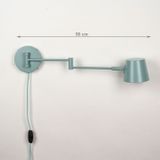 Wandlamp - Groenblauw - GU10 - Verstelbare Knikarm - Snoer en Stekker