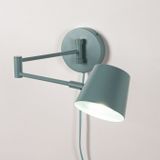 Wandlamp - Groenblauw - GU10 - Verstelbare Knikarm - Snoer en Stekker