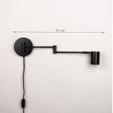 Wandlamp - Zwart - Verstelbare Knikarm - Koker Spot GU10