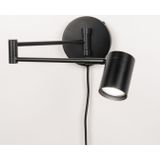 Wandlamp - Zwart - Verstelbare Knikarm - Koker Spot GU10