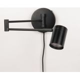 Wandlamp - Zwart - Verstelbare Knikarm - Koker Spot GU10