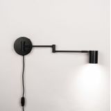 Wandlamp - Zwart - Verstelbare Knikarm - Koker Spot GU10