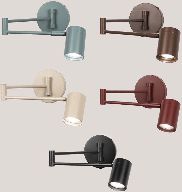 Wandlamp - Zwart - Verstelbare Knikarm - Koker Spot GU10