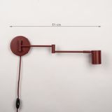 Wandlamp - Wijnrood - Verstelbare Knikarm - Koker Spot - GU10