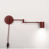 Wandlamp - Wijnrood - Verstelbare Knikarm - Koker Spot - GU10