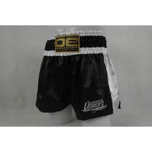 Danger Eco Muay Thai Shorts - Satijn - Zwart/Wit