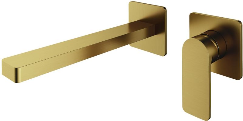 Wastafelkraan hotbath gal inbouw mengkraan 18 cm geborsteld messing pvd excl. Inbouwdeel