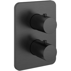 Hotbath Gal GL009EXTBGP Afbouwdeel - Inbouw Thermostaat Met 2-weg Stop-omstel - Geborsteld Gunmetal PVD - Kranen - Badkranen - Inbouw Badkranen