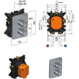 Hotbath Gal GL009 inbouwthermostaat met 2 weg stop-omstel geborsteld messing PVD