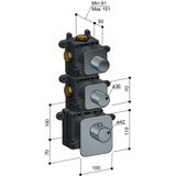 Hotbath Gal GLF012EXTBL afbouwdeel - highflow thermostaat met 2 stopkranen - Mat zwart