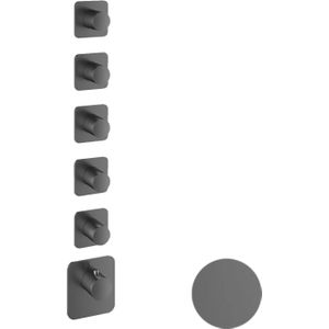Hotbath Gal High Flow inbouwthermostaat met 5 stopkranen afbouwdeel geborsteld gunmetal PVD