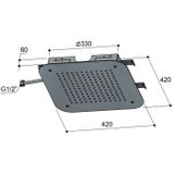 Hoofddouche hotbath gal inbouw vierkant 42x42 cm geborsteld messing pvd
