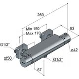 Hotbath Gal GL008GNP thermostatische douchemengkraan met 1/2" onderaansluiting - Geborsteld nikkel PVD