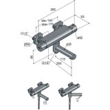 Badkraan hotbath gal opbouw thermostaatkraan met wegdraaibare uitloop geborsteld gunmetal pvd