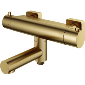 Badkraan hotbath gal opbouw thermostaatkraan met wegdraaibare uitloop geborsteld messing pvd