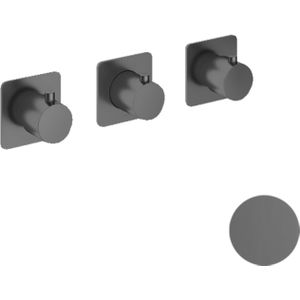 Hotbath Gal GL7067EXTBGP afbouwdeel - inbouw douchethermostaat met 2 stopkranen horizontaal/verticaal - Geborsteld gunmetal PVD