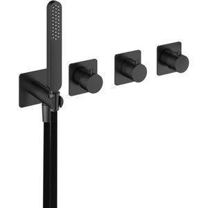 Inbouw thermostaatkraan hotbath gal voor bad en douche met 2 stopkranen zonder uitloop geborsteld gunmetal pvd