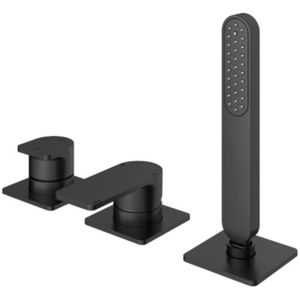 Hotbath Gal Badrandcombinatie één hendel mengkraan zonder uitloop met 2 functies omstel Geborsteld Gunmetal PVD GL075BGP