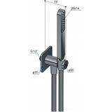 Hotbath Gal GL440BL handdouche met wandsteun + uitlaat en doucheslang 1,5 mtr - Mat zwart