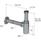 Wastafel sifon hotbath gal rond geborsteld gunmetal pvd