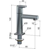 Hotbath Gal Fonteinkraan opbouw - uitloop 8.5cm - koudwaterkraan - chroom GL001CR