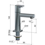 Hotbath Gal Fonteinkraan opbouw - uitloop 8.5cm - koudwaterkraan - chroom GL001CR