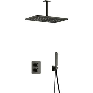 Hotbath Gal IBS40A inbouw doucheset met 2-weg stop-omstel met plafondbuis en gl106 - Geborsteld gunmetal PVD