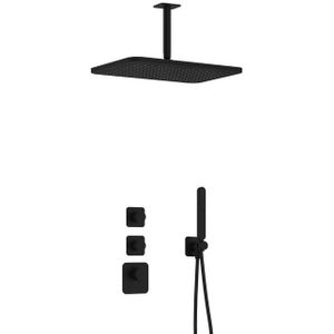 Hotbath Gal IBS40 regendoucheset inbouw - 2 functies - 15cm plafondarm - 27cm rechthoekige hoofddouche - zwart mat IBS40BL25