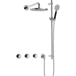 Hotbath Cobber IBS70 Regendoucheset inbouw - 38.5cm wandarm - 20cm ronde hoofddouche - 3 standen handdouche - glijstang - chroom