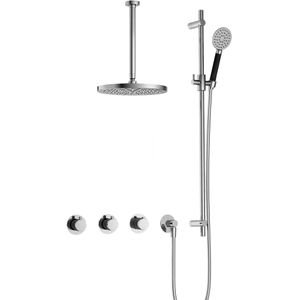Hotbath Cobber IBS70 Inbouw Doucheset - Ronde Handdouche - 20cm Hoofddouche - 30cm Plafondbuis - Glijstang - Chroom - Messing - Kranen - Douchekranen