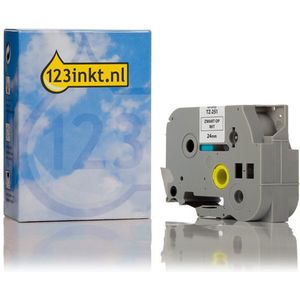 123inkt - Vervangt Brother TZe-251 Tape - Zwart op Wit - 24 mm - 8 Meter