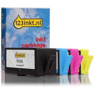Inktcartridge 123inkt huismerk vervangt HP 912XL multipack zwart/cyaan/magenta/geel
