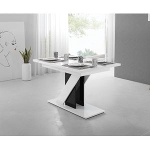 Meubella - Eetkamertafel Medusa - Hoogglans wit - Zwart
