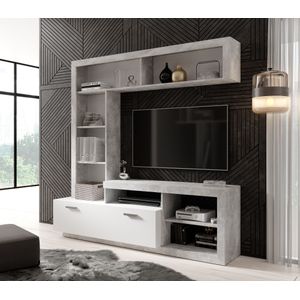 Meubella - Gladys - Wandmeubel - Betonlook - Wit