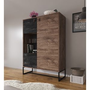 Meubella - Vitrinekast Dust - Eiken - Zwart - 93 cm