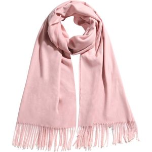 Nouka Licht Roze Dames Sjaal- Warme & Lichte Sjaal – Herfst / Winter – met Franjes - 70 x 200 cm