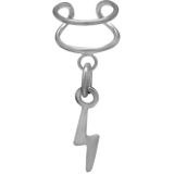 Zilveren ear cuff met hanger, bliksemschicht