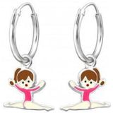 Zilveren oorringen met hanger, turnster