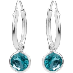 Zilveren oorringen, kristal hanger