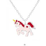 Zilveren ketting, roze eenhoorn