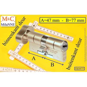 M&C Condor high security deurcilinder met Knop OVAAL 47x77 mm - SKG*** - Politiekeurmerk Veilig Wonen - inclusief gereedschap montageset