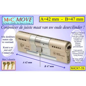 M&C MOVE - High-tech Security deurcilinder - SKG*** - 42x47 mm - Politiekeurmerk Veilig Wonen - inclusief gereedschap MilaNNE montageset