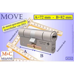 M&C MOVE - High-tech Security deurcilinder - SKG*** - 72x82 mm - Politiekeurmerk Veilig Wonen - inclusief gereedschap MilaNNE montageset