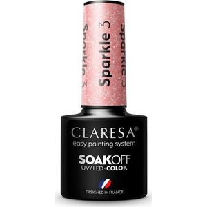Claresa UV/LED Gellak Sparkle #3 – 5ml. - Glitter, Roze - Glanzend - Gel nagellak